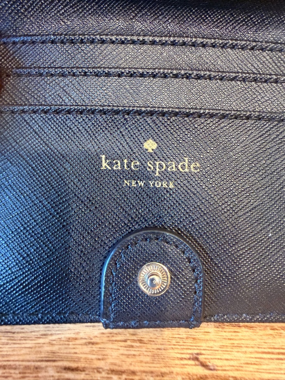Kate Spade Glitter Mini Snap Wallet Black & Silver EUC - Picture 8 of 12
